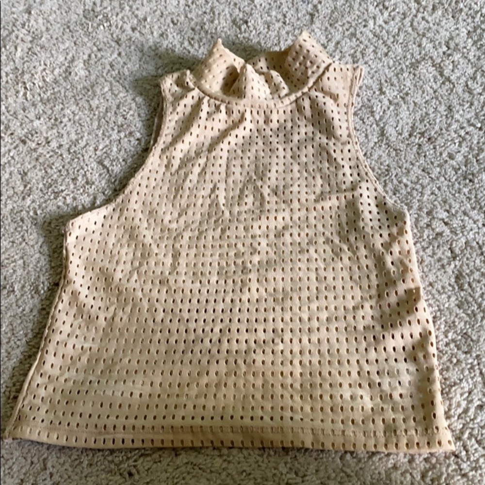Beige Sleeveless Crop Top